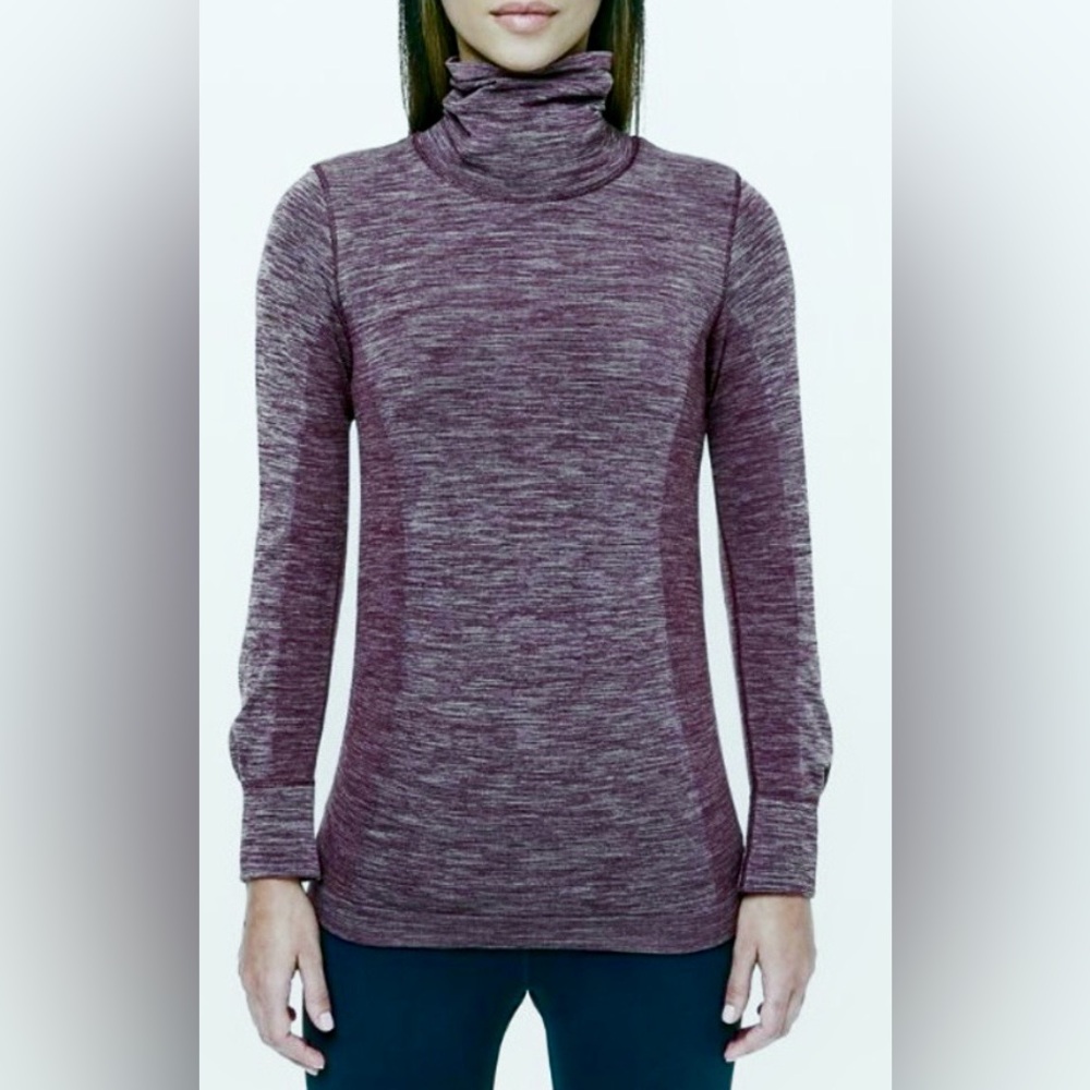 Lululemon Wooly Wonder Turtleneck Top Stretchy Long Sleeves Purple Adobe size 6